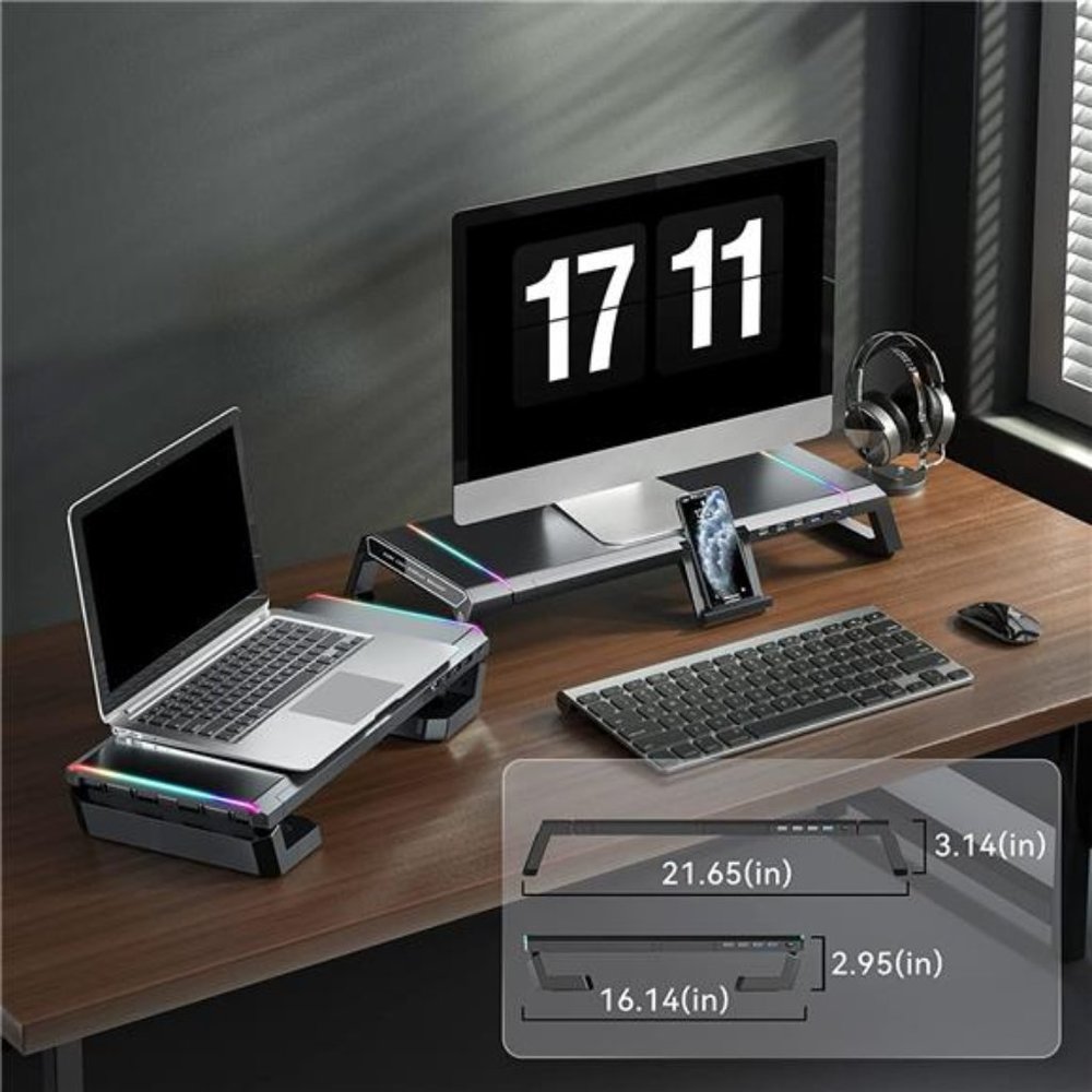 RGB Gaming Computer Monitor Stand Riser -3 Length Adjustable Computer Stand - Picture 7 of 7